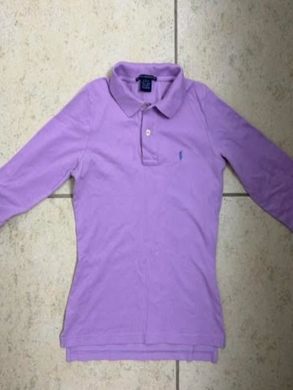 Ralph Lauren Sport Women's Polo Shirt Small Purple Cropped 3/4 Sleeve
